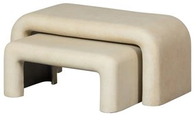 Кремави масички за кафе в комплект от 2 бр. от декор от камък 42x92 cm Stani – WOOOD