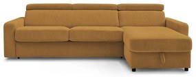 Разтегателен ъглов диван от рипсено кадифе в цвят горчица (променлив) Monaco – Bobochic Paris