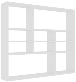 802939 vidaXL Стенен рафт, бял, 90x16x78 см, инженерно дърво
