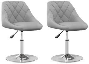 335283 vidaXL Въртящи се трапезни столове, 2 бр, светлосиви, кадифе