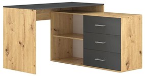 Писмено бюро с чекмеджета и универсален ъгъл (десен/ляв) JULES дъб artisan/антрацит