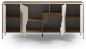 Кремавo-естествен скрин от декор от дъб 180x80x40 cm Lilou – Marckeric