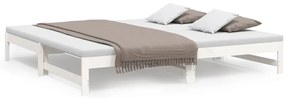 823400 vidaXL Разтегателно дневно легло, бяло, 2x(100x200) см, бор масив