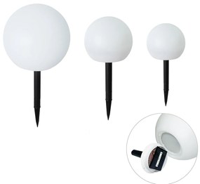 Комплект от 3 Бели Външни Подови Лампи с LED Солар IP44 - Ludger