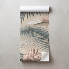 Самозалепващ тапет – Пастелни палмови листа на бежово