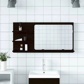 862029 vidaXL Шкаф за баня с огледало, черен дъб, 90x11x45 см, инженерно дърво