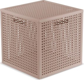 Сиво-розова кутия за съхранение с капак от рециклирана пластмаса 28x28x28 cm Kaya Cube – Curver