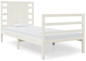 3104244 vidaXL Рамка за легло без матрак, бял, 75x190 см, борово дърво масив