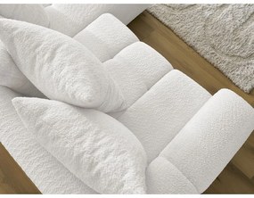 Бял сгъваем/с място за съхранение ъглов диван от прежда с примки от букле (десен ъгъл) Roxelane – Bobochic Paris