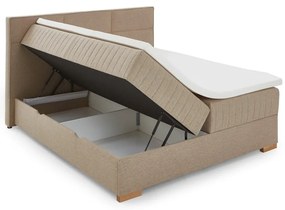 Бежово боксспринг легло с място за съхранение 160x200 cm Tambo – Meise Möbel