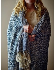 Сиво-синьо одеяло със смес от лен 130x160 cm Ocean – Bloomingville