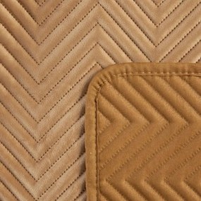 Кафява кадифена покривка за легло с геометрични шевове Ширина: 230 см | Дължина: 260 см