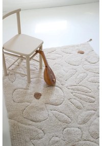 Кремав ръчно изработен памучен детски килим подходящ за пране 120x180 cm Gentle Flora – Nattiot