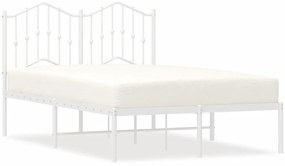 373835 vidaXL Метална рамка за легло с горна табла, бяла, 120x190 см