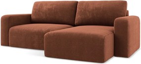 Теракотен шенилов сгъваем/с място за съхранение ъглов диван (десен ъгъл) Kona – Makamii