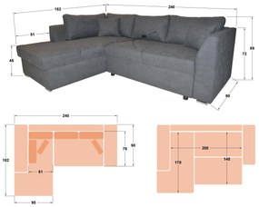 Разтегателен ъглов диван Тоскана S