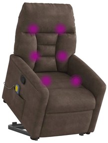 3303093 vidaXL Изправящ масажен наклоняем стол, кафяв, микрофибърен текстил