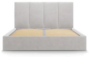 Светлосиво кадифено двойно легло , 180 x 200 cm Juniper - Mazzini Beds
