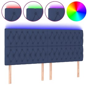 3122788 vidaXL LED горна табла за легло, синя, 200x7x118/128 см, плат