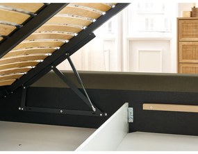 Тъмнозелено тапицирано двойно легло с място за съхранение с решетка 180x200 cm Jagna - Bobochic Paris