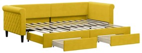 3197817 vidaXL Канапе с изтеглящо легло и чекмеджета жълто 80x200 см кадифе