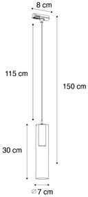 Модерна висяща лампа Gunmetal за 1-фазова релсова система - Iconic Lloyd