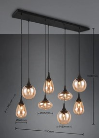 Черно-оранжева висяща лампа със стъклен абажур Lumina - Trio