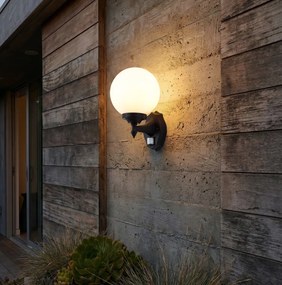 Класическа външна стенна лампа черна с опалово стъкло IP44 със сензор за движение - Champs