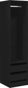 800613 vidaXL Гардероб с чекмеджета, черен, 50x50x200 см, ПДЧ