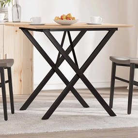 3282696 vidaXL Трапезна маса X-образна рамка 90x90x75 см бор масив и стомана