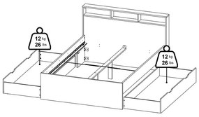 Двойно легло от дъбов декор с място за съхранение без ламелно дъно в естествен цвят 140x200 cm Ikast – Tvilum