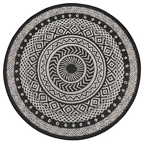 Черен и сив килим за открито Кръгъл, ø 160 cm - Ragami