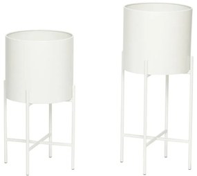 Комплект от 2 бели железни саксии на пиедестали Haggo Airy - Hübsch