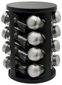 Бурканчета за подправки на стойка ZEPHYR ZP 1217 CR16, 16 бр. бурканчета, 4 нива, Въртяща се основа, Черен