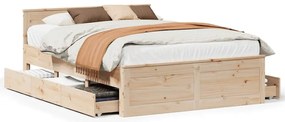 3308777 vidaXL Рамка за легло без матрак с табла 140x190 см борово дърво масив