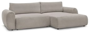 Светлосиво-бежов разтегателен ъглов диван от рипсено кадифе (десен ъгъл) Lucien – Bobochic Paris