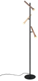 Черна LED подова лампа с метален абажур (височина 150 cm) Fiato – Trio