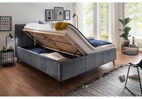 Тъмно сиво двойно легло с решетка и място за съхранение , 160 x 200 cm Lizzano - Meise Möbel