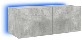 837287 vidaXL Стенен ТВ шкаф с LED осветление, бетонно сив, 80x35x31 см
