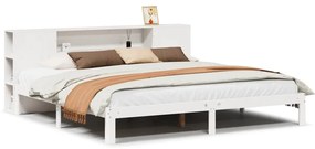 3322522 vidaXL Легло с етажерка за книги, без матрак, 180x200 см, бор масив
