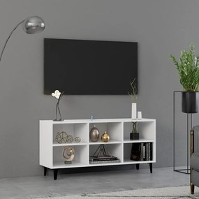 805950 vidaXL ТВ шкаф с метални крака, бял, 103,5x30x50 см