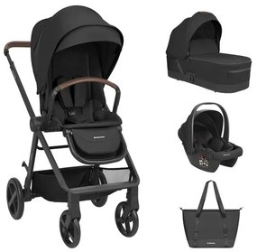 Бебешка количка 3в1 с кош за новородено Mia KIKKABOO - Black