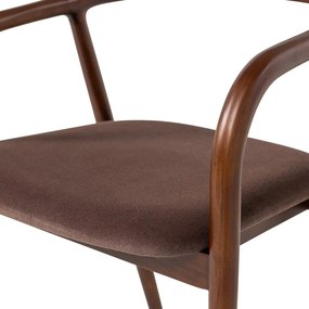 Кафяв трапезен стол с подлакътници от масивен бук Bran – WOOOD