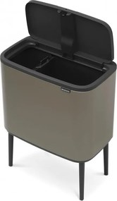 Кош за боклук Brabantia Bo Touch 651113, 11+23 л, Плавно и безшумно отваряне, Голям отвор, Сив