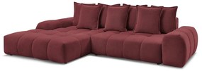 Бордо шенилов сгъваем/с място за съхранение ъглов диван (ляв ъгъл) Everest – Bobochic Paris