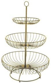 Horecano - Метална фруктиера / дисплей на три нива кръгла ф30/25/16,5xh48см златна CHARM-(HC-981802) (232025)