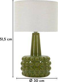 Бяла/зелена керамична настолна лампа с текстилен абажур (височина 51,5 cm) Gress – Mauro Ferretti