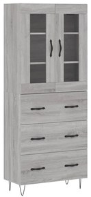 3198439 vidaXL Висок шкаф, сив сонома, 69,5x34x180 см, инженерно дърво