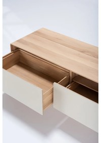 Бяла/естествена маса за телевизор от масивен дъб 200x48 cm Fina – Gazzda