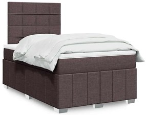 3293910 vidaXL Боксспринг легло с матрак, тъмнокафяво, 120x190 см, плат